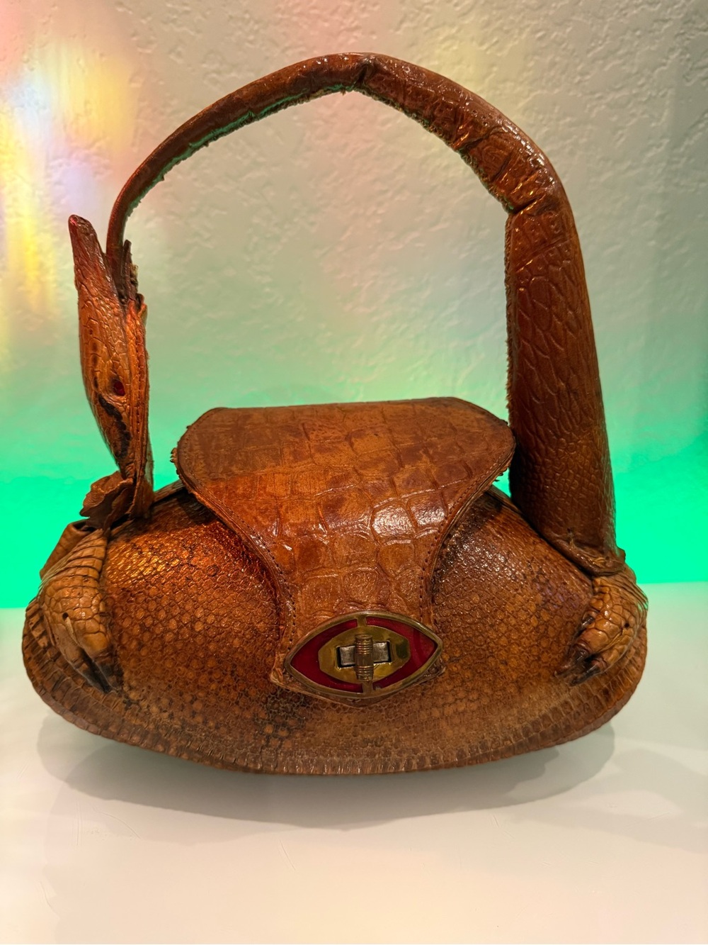 1930s-40s Armadillo Bag. Vintage Original Taxidermy Purse Handbag
Brown